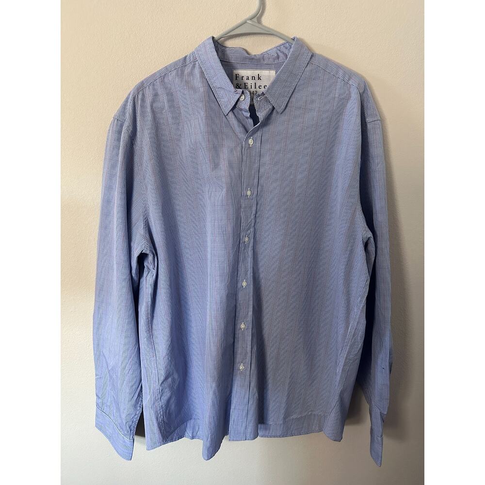Frank & Eileen Mens size XXL Shirt Medium Blue Plaid Finbar Button Down